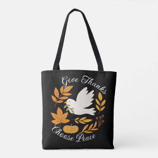 'Give Thanks, Choose Peace' Shoulder Tote Tasche (Rückseite)