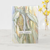 Give Thanks Cornstalk Autumn Happy Thanksgiving Karte (Gelbe Blume)