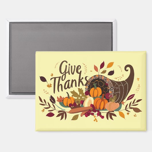 Give Thanks Cornucopia Magnet (Vorderseite/Rückseite)