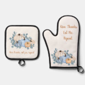 Give Thanks Eat Pie Repeat Autumn Pumpkins Ofenhandschuh & Topflappen-Set (Vorderseite)