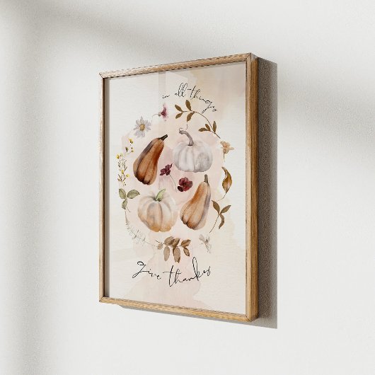 Give Thanks Fall Art Print Poster