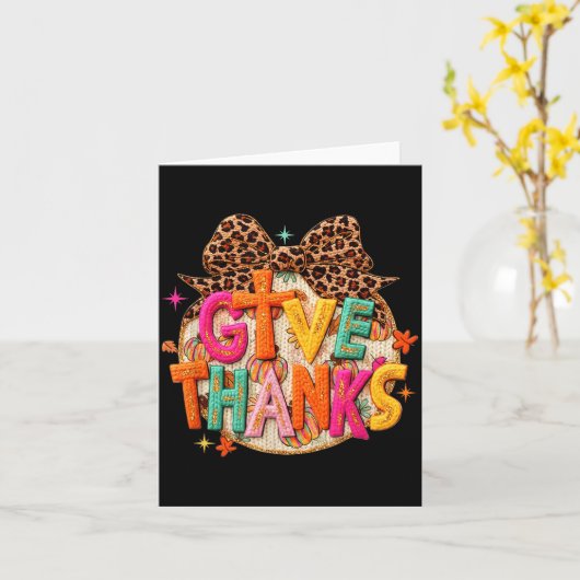 Give Thanks, Fall Leopard Coquette Bow, Preppy Tha Karte (Gelbe Blume)