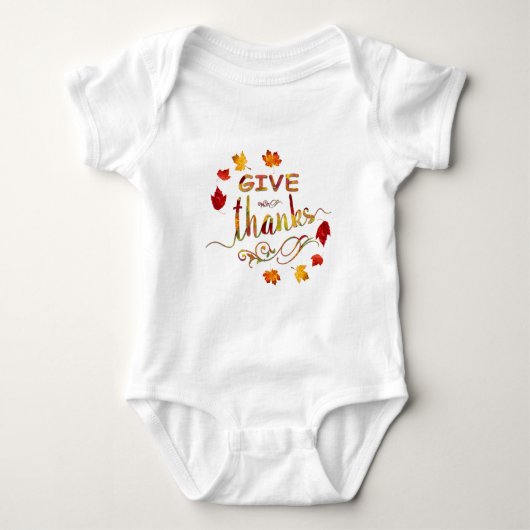 Give Thanks Fall Rustic Thanksgiving Monogram Baby Strampler (Vorderseite)