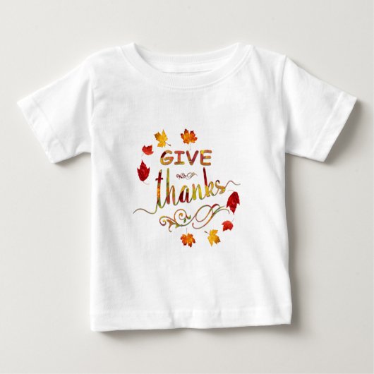 Give Thanks Fall Rustic Thanksgiving Monogram Baby T-shirt (Vorderseite)