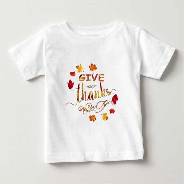 Give Thanks Fall Rustic Thanksgiving Monogram Baby T-shirt (Vorderseite)