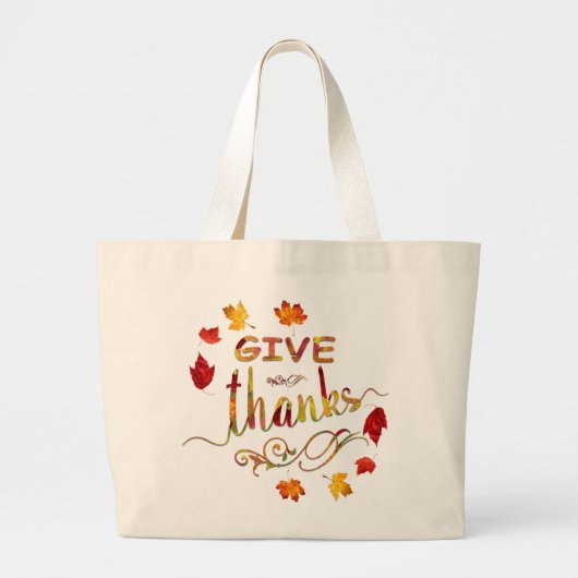 Give Thanks Fall Rustic Thanksgiving Monogram Jumbo Stoffbeutel (Vorne)