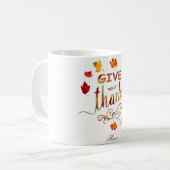 Give Thanks Fall Rustic Thanksgiving Monogram Kaffeetasse (Vorderseite Links)
