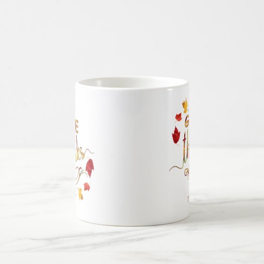 Give Thanks Fall Rustic Thanksgiving Monogram Kaffeetasse (Mittel)