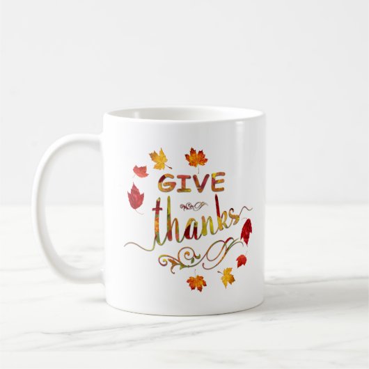 Give Thanks Fall Rustic Thanksgiving Monogram Kaffeetasse (Links)