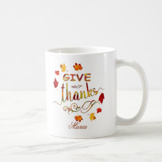Give Thanks Fall Rustic Thanksgiving Monogram Kaffeetasse