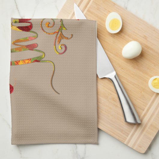 Give Thanks Fall Rustic Thanksgiving Monogram Küchentuch (Viertel Falte)