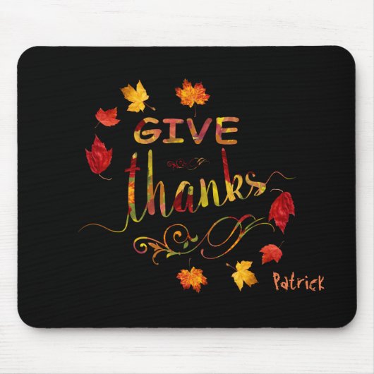 Give Thanks Fall Rustic Thanksgiving Monogram Mousepad (Vorne)