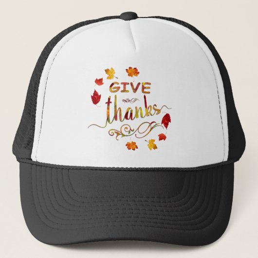 Give Thanks Fall Rustic Thanksgiving Monogram Truckerkappe (Vorderseite)