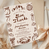 Give Thanks Hand Drawn Doodle Friendsgiving Dinner Einladung