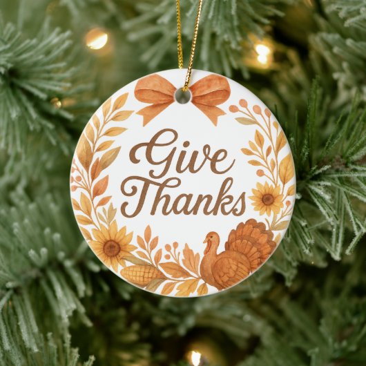 Give Thanks Keramik Ornament (Baum)