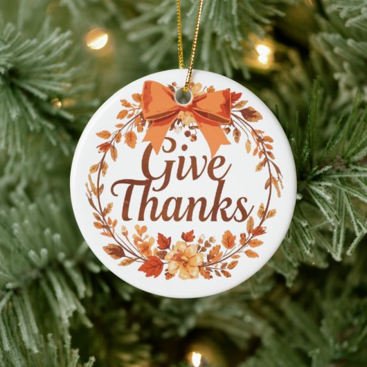 Give Thanks Keramik Ornament (Baum)