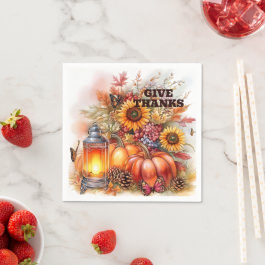 Give Thanks – Lantern Glow  Serviette (Beispiel)