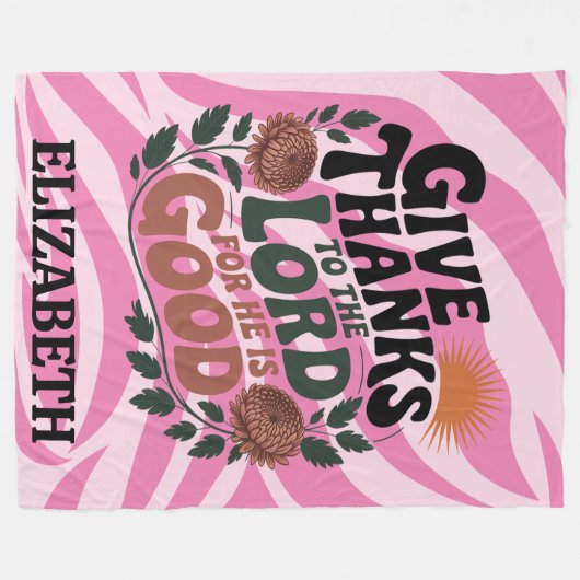 Give Thanks - Personalized Christian Fleecedecke (Vorderseite (Horizontal))