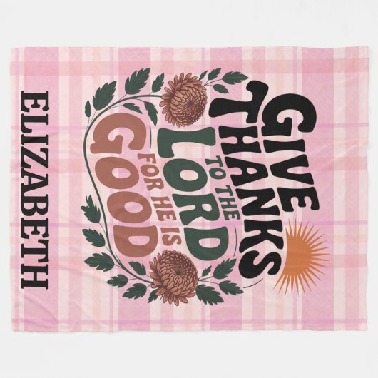 Give Thanks - Personalized Christian Fleecedecke (Vorderseite (Horizontal))
