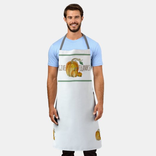 Give Thanks Pumpkin Harvest All-Over Print Apron Schürze (Getragen)