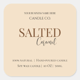 Give Thanks Salted Caramel Candle Label Quadratischer Aufkleber