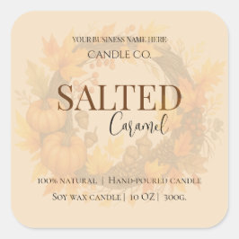 Give Thanks Salted Caramel Candle Label Quadratischer Aufkleber