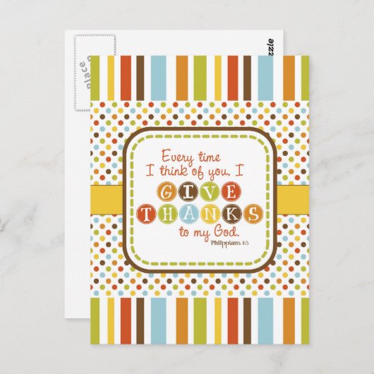 GIVE THANKS Scripture Verse Postcard Postkarte (Vorne/Hinten)