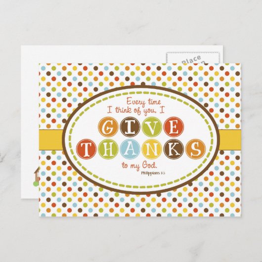 GIVE THANKS Scripture Verse Postcard Postkarte (Vorne/Hinten)