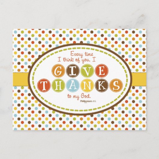 GIVE THANKS Scripture Verse Postcard Postkarte (Vorderseite)