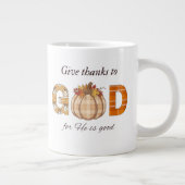 Give Thanks to God Fall Pumpkin Art Jumbo-Tasse (Rechts)