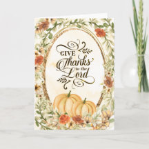Give Thanks to the Lord Autumn Flowers & Pumpkins