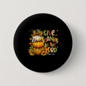 Give Thanks To The Lord Fall Christian Cross Coque Button (Vorderseite)