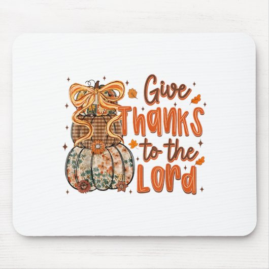 Give Thanks To The Lord Fall Christian Cross Coque Mousepad (Vorne)
