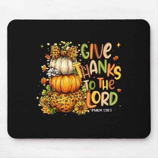 Give Thanks To The Lord Fall Christian Cross Coque Mousepad (Vorne)