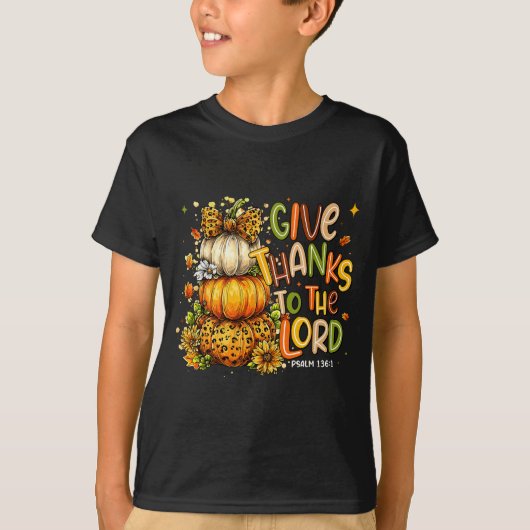 Give Thanks To The Lord Fall Christian Cross Coque T-Shirt (Vorderseite)