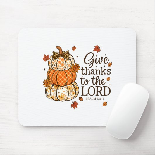 Give Thanks To The Lord Fall Christian Pumpkin Coq Mousepad (Mit Mouse)