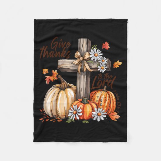 Give Thanks To The Lord Fall Pumpkin Thanksgiving  Fleecedecke (Vorderseite)