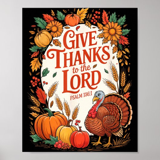 Give Thanks To The Lord Fall Pumpkin Thanksgiving Poster (Vorne)