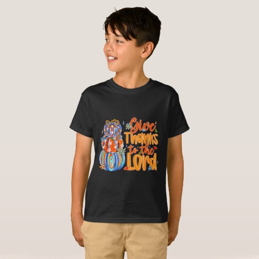 Give Thanks To The Lord Fall Pumpkin Thanksgiving T-Shirt (Vorne ganz)
