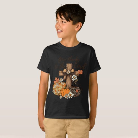 Give Thanks To The Lord Fall Pumpkin Thanksgiving  T-Shirt (Vorne ganz)