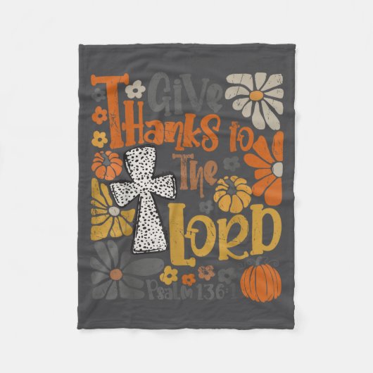 Give Thanks To The Lord Floral Boho Retro Thanksgi Fleecedecke (Vorderseite)