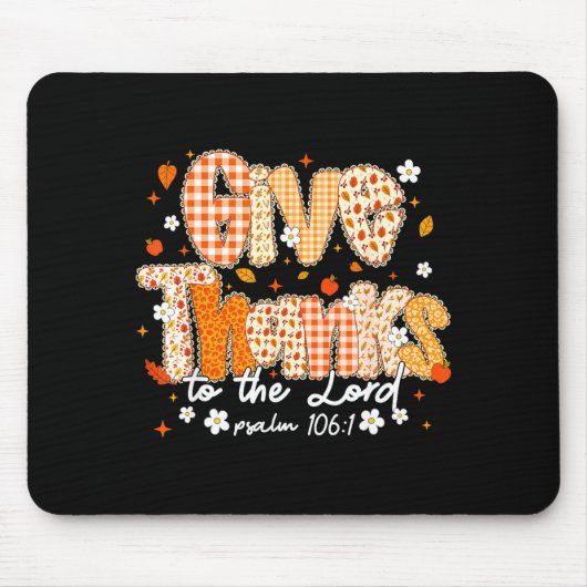 Give Thanks To The Lord Lace Christian Fall Autumn Mousepad (Vorne)