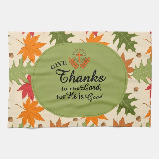 Give Thanks to the Lord | Personalized Fall  Geschirrtuch (Horizontal)