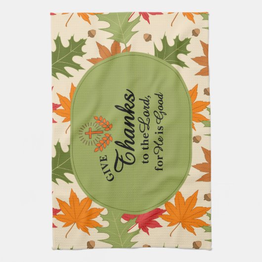 Give Thanks to the Lord | Personalized Fall Geschirrtuch (Vertikal)