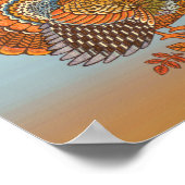 Give Thanks Turkey Autimn Colours Fanned Tail Blue Poster (Ecke)