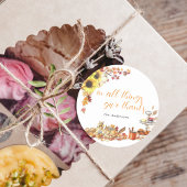 Give Thanks | Watercolor Thanksgiving Monogram Runder Aufkleber