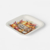 Give Thanks – Whimsical Squirrel & Pumpkin Harvest Pappteller (Gewinkelt)