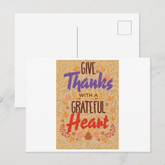 Give Thanks with a Grateful Heart Postkarte (Vorne/Hinten)