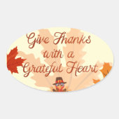 Give Thanks With a Grateful Heart Thanksgiving Ovaler Aufkleber (Vorderseite)