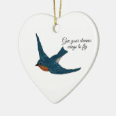 "Give your Dream Wings to Fly" mit Bluebird Keramik Ornament (Links)